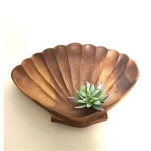 Hand carved wood shell dish | platter | monkey pod | cottagecore | beach | coast